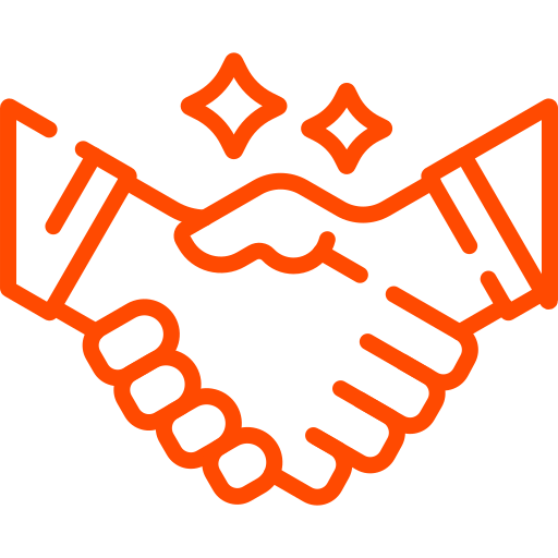 Orange color handshake icon