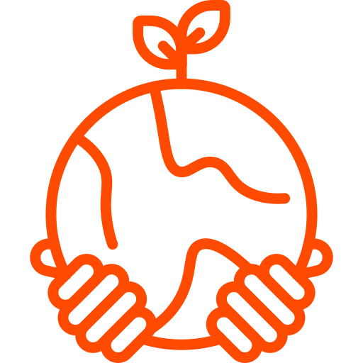 Planet held by a hand icon