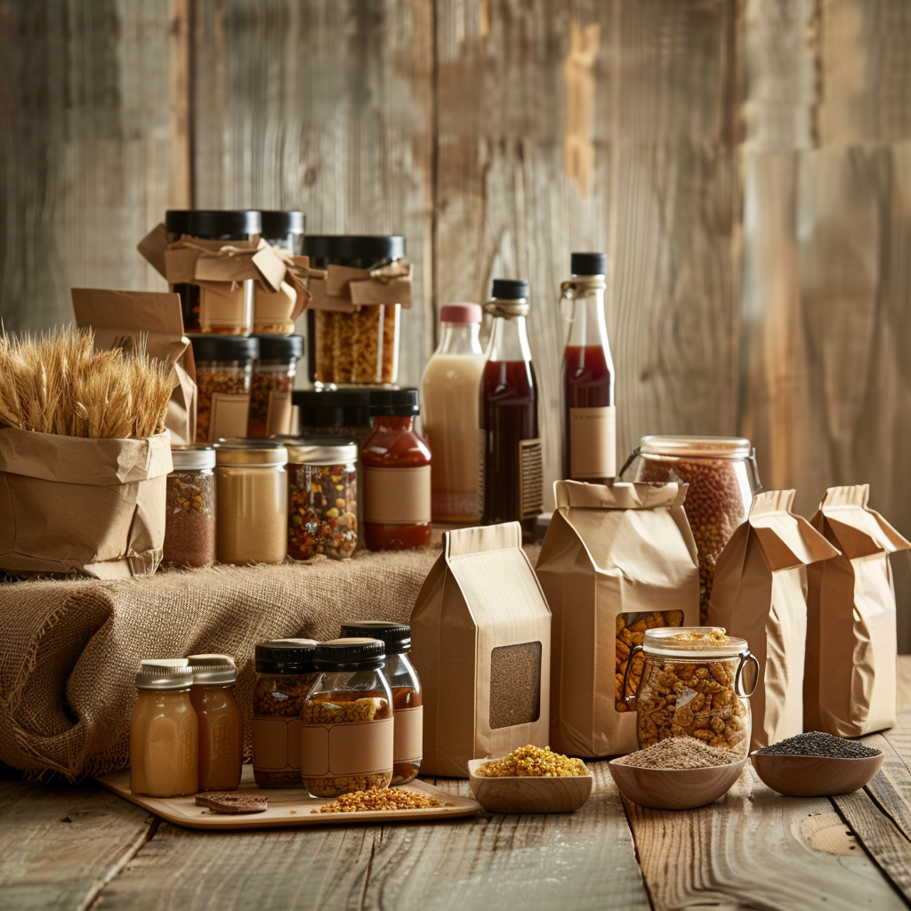 Food and beverage raw materials supplied by Chemanex PLC in brown craft bags and glass containers